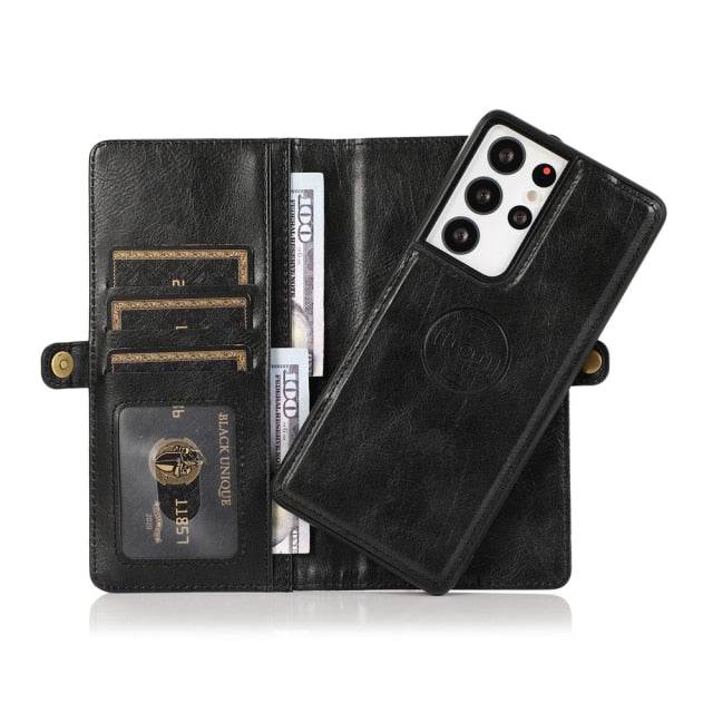 Retro Leather Magnetic Wallet Phone Case For Samsung Galaxy Note 20, Note 20 Ultra, Note 10, Note 10 Plus