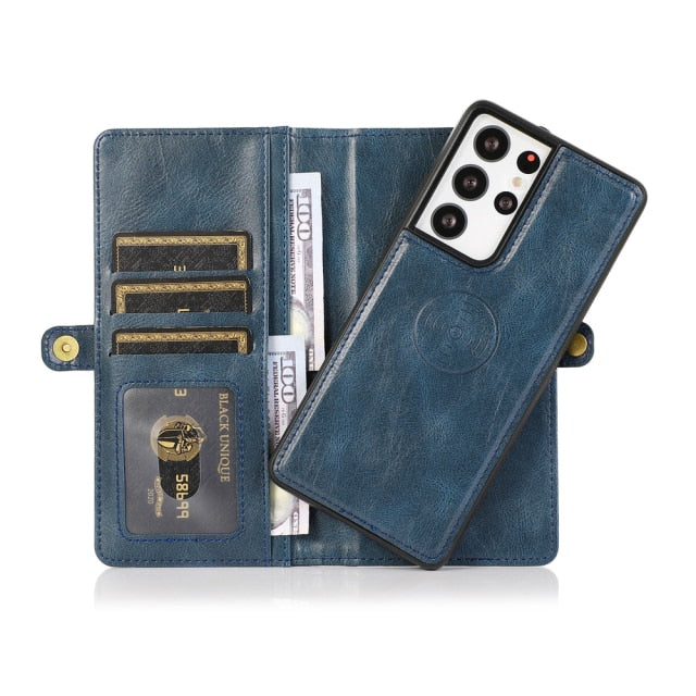 Retro Leather Magnetic Wallet Phone Case For Samsung Galaxy Note 20, Note 20 Ultra, Note 10, Note 10 Plus