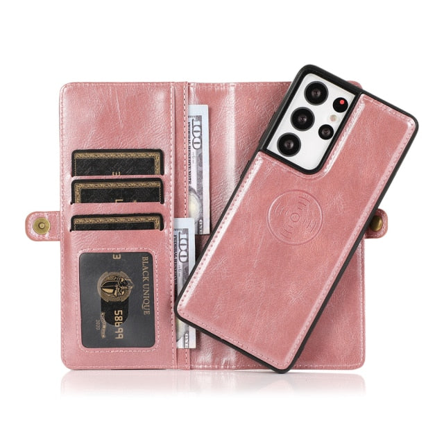 Retro Leather Magnetic Wallet Phone Case For Samsung Galaxy Note 20, Note 20 Ultra, Note 10, Note 10 Plus