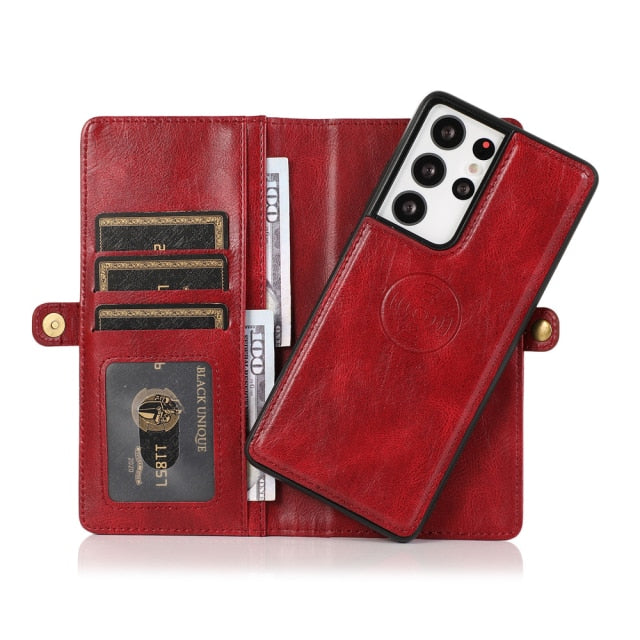 Retro Leather Magnetic Wallet Phone Case For Samsung Galaxy Note 20, Note 20 Ultra, Note 10, Note 10 Plus