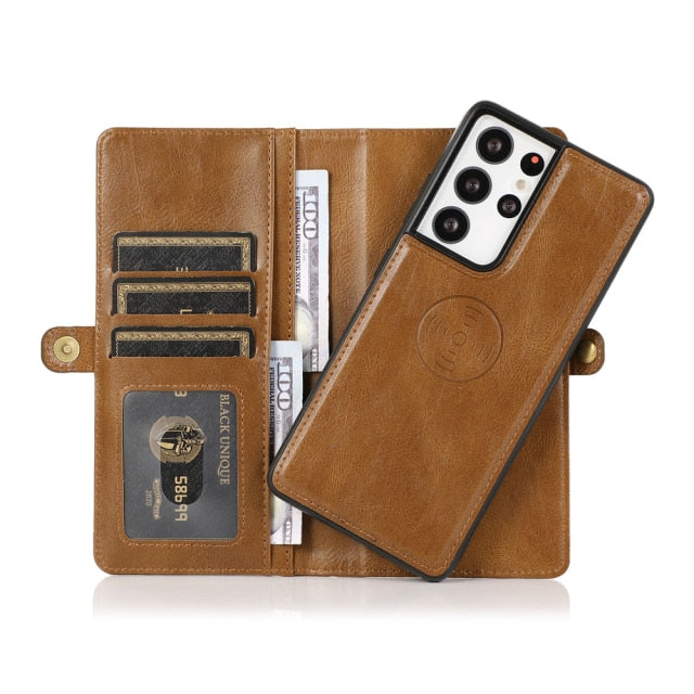 Retro Leather Magnetic Wallet Phone Case For Samsung Galaxy Note 20, Note 20 Ultra, Note 10, Note 10 Plus