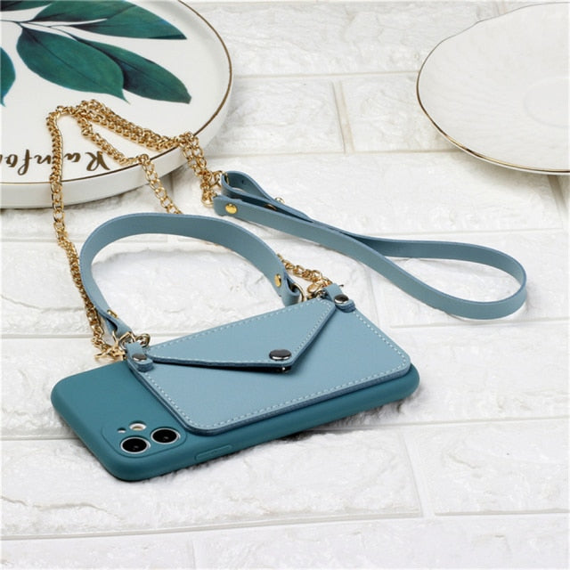 Wallets With Hanging Rope Soft Card Strap Holder Phone Case For Samsung Galaxy A50, A51, A52