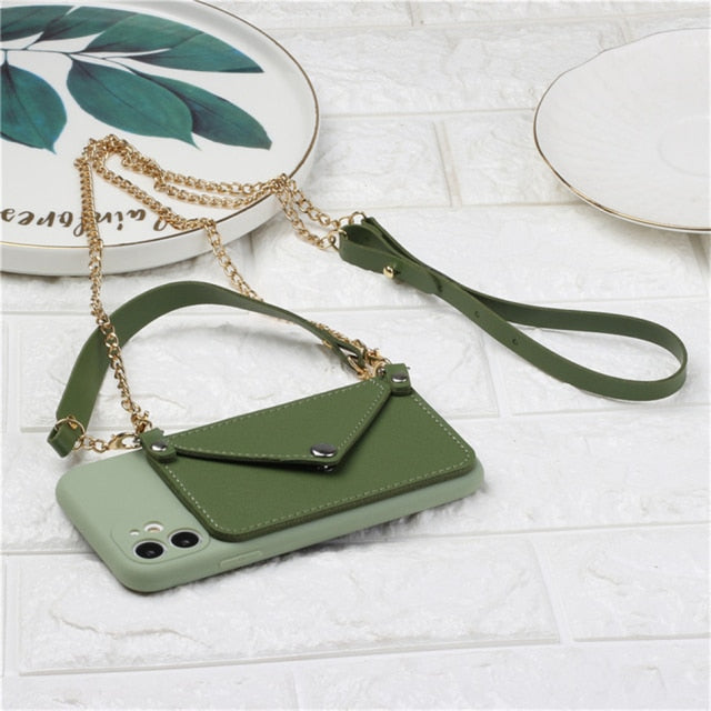 Wallets With Hanging Rope Soft Card Strap Holder Phone Case For Samsung Galaxy A50, A51, A52