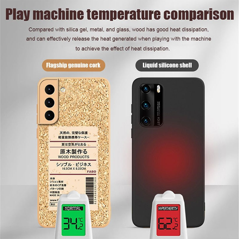 Cork Wood Breathable Shockproof Soft Silicone Phone Case For Samsung S20 Series