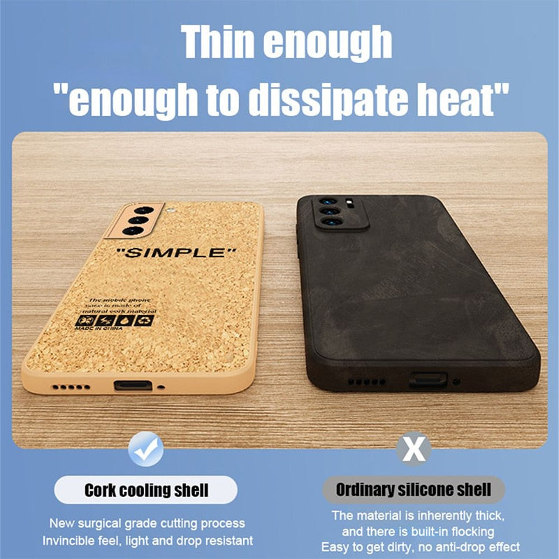 Cork Wood Breathable Shockproof Soft Silicone Phone Case For Samsung S20 Series