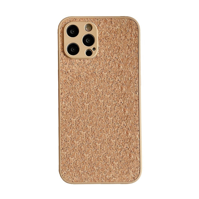 Cork Wood Breathable Shockproof Soft Silicone Phone Case For Samsung S21 Series