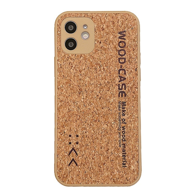 Cork Wood Breathable Shockproof Soft Silicone Phone Case For Samsung S21 Series