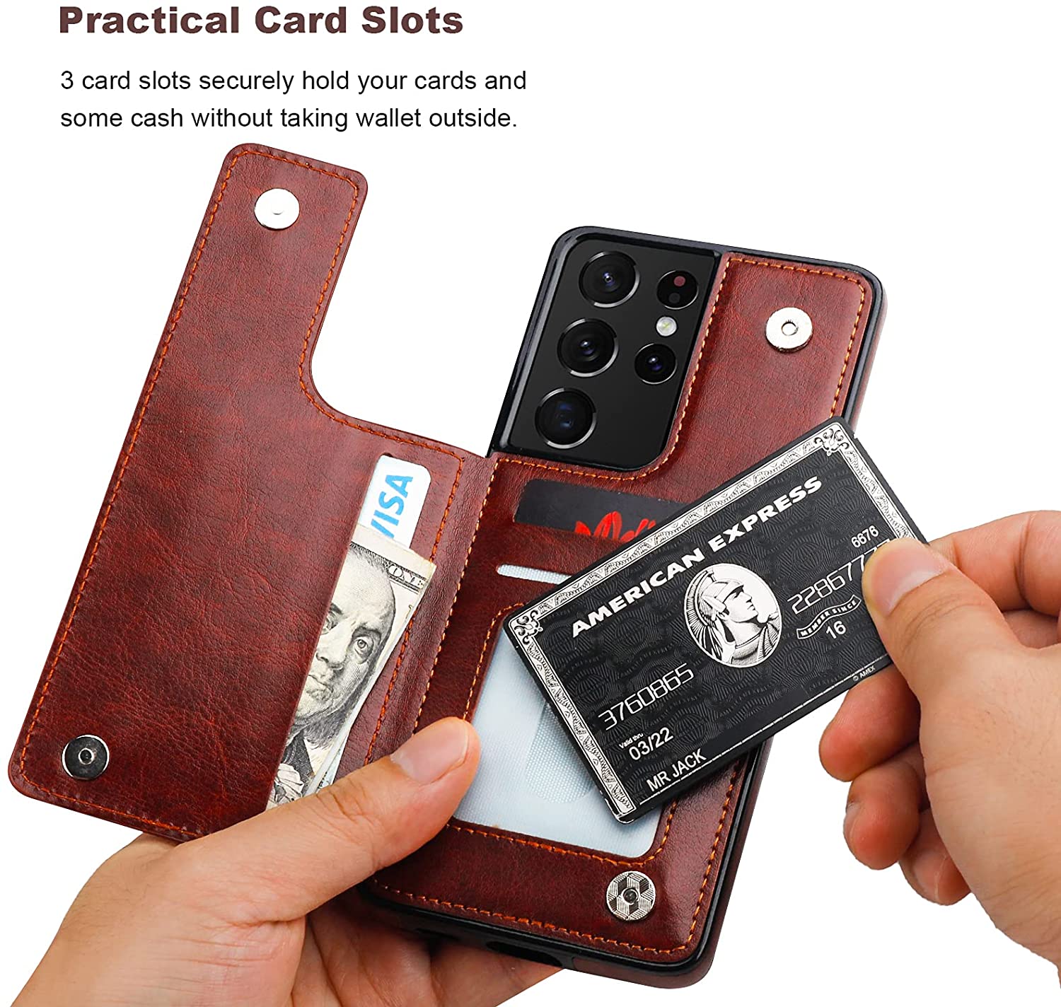 Luxury Slim Fit Leather Wallet Card Slots Shockproof Phone Case For Samsung Galaxy S21 Series