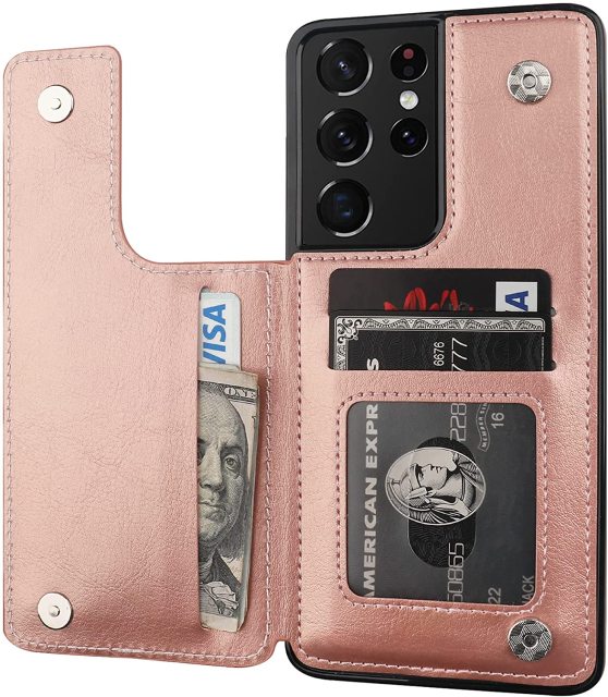 Luxury Slim Fit Leather Wallet Card Slots Shockproof Phone Case For Samsung Galaxy S21 Series