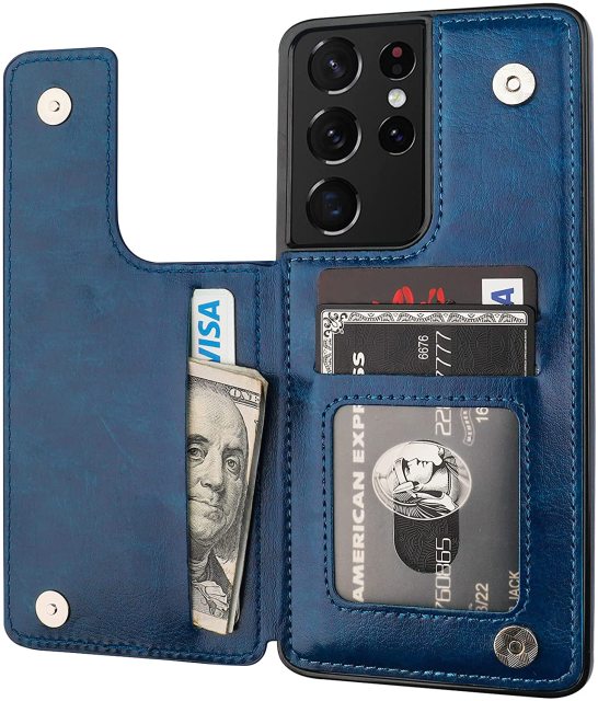 Luxury Slim Fit Leather Wallet Card Slots Shockproof Phone Case For Samsung Galaxy S21 Series