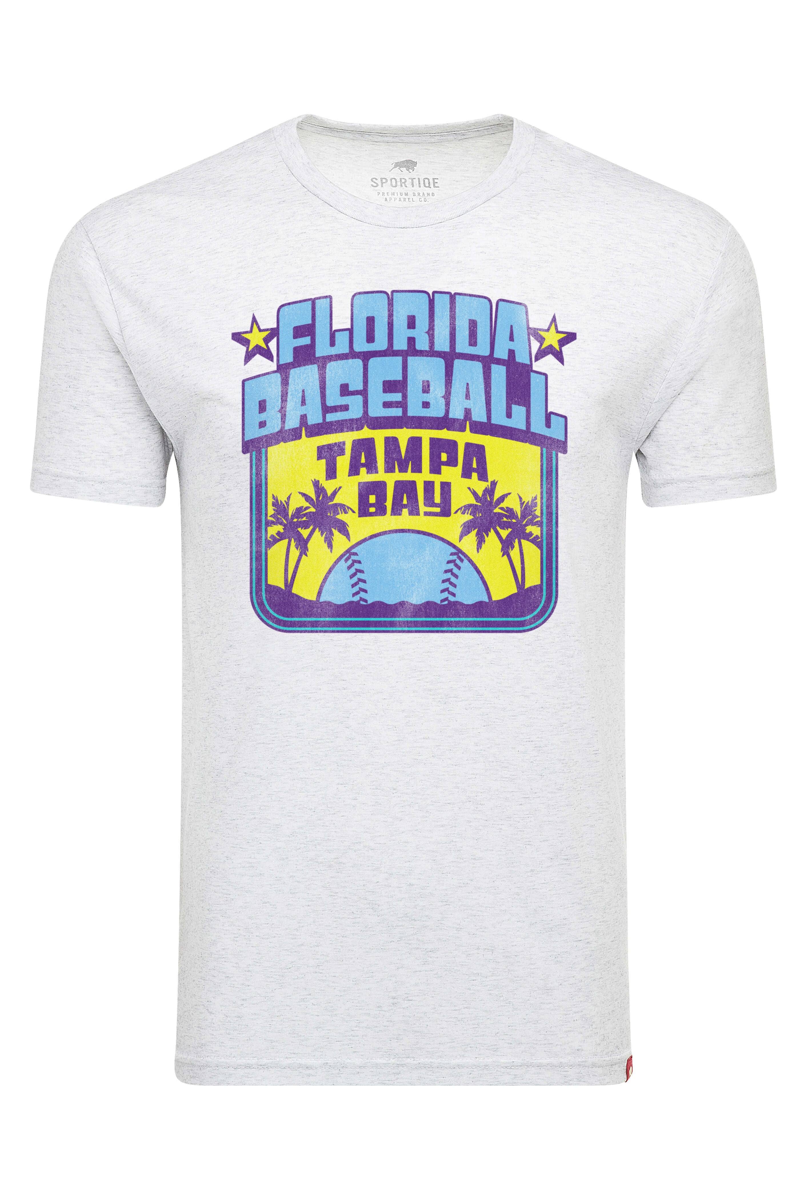 Sportiqe Light Grey Tampa Bay Baseball Sunset T-Shirt