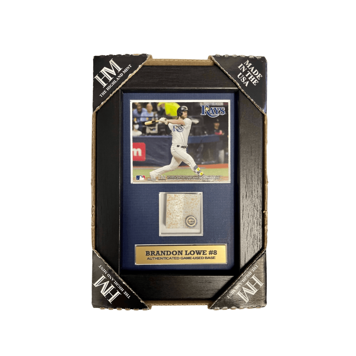 Rays Brandon Lowe Authentic Game-Used Base Piece 5x7 Display