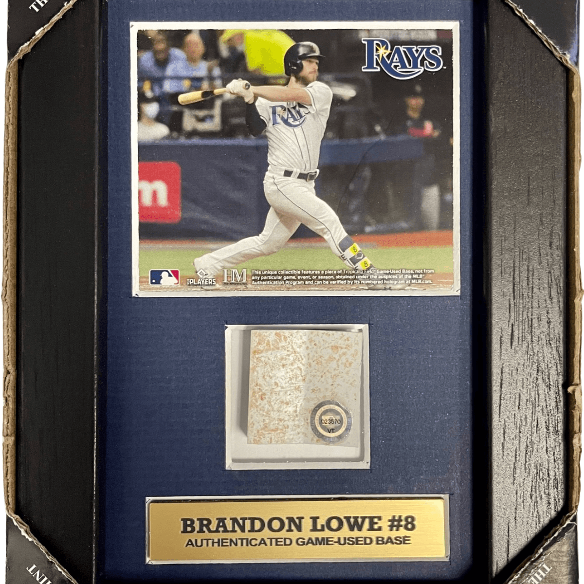 Rays Brandon Lowe Authentic Game-Used Base Piece 5x7 Display
