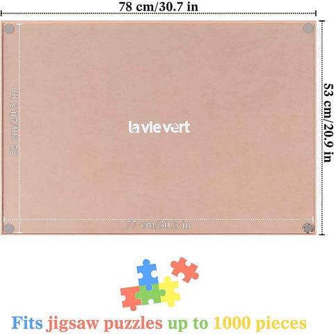 Wooden Jigsaw Board with Dust-Proof Cover for Up to 1000 Pieces - Khaki
