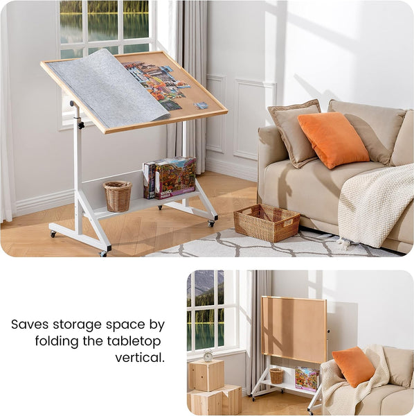 Jigsaw Puzzle Table with Angle & Height Adjustment,Puzzle Board with Cover for Up to 1500 Pieces