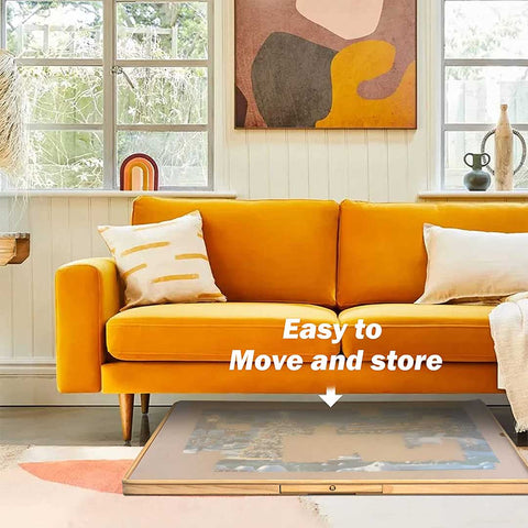 Handleless Design! Portable Jigsaw Puzzle Table with 6 Colorful Drawers & Transparent Cover for 1500 Pieces Puzzle