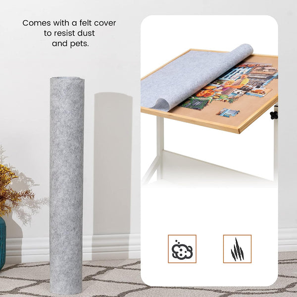 Jigsaw Puzzle Table with Angle & Height Adjustment,Puzzle Board with Cover for Up to 1500 Pieces