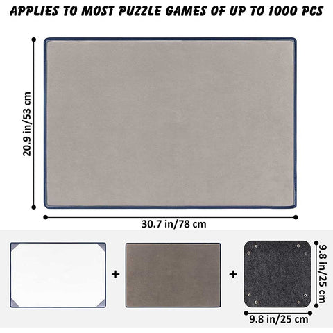 Jigsaw Puzzle Board with 6 Sorting Trays & Cover for Puzzles Up to 1000 Pieces - Gray