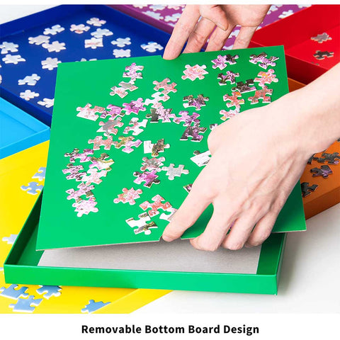 JIGITZ 6-Pack Green Puzzle Organizer Trays - Stackable Sorting Trays For 1000 Piece Jigsaw Puzzles