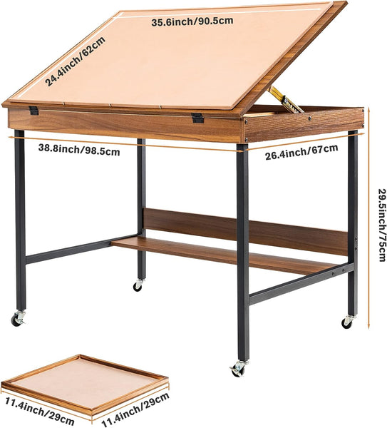 Jigsaw Board 1500 Pieces with 5 Tilt Angles, 6 Wooden Sorting Trays, Jigsaw Puzzle Tables with Legs, Tilting Jigsaw Puzzle Table on Wheels