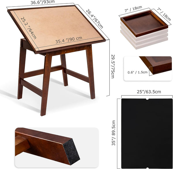 Tilting Jigsaw Board 1500 pieces with Legs, Adjustable Jigsaw Puzzle Table with 4 Wooden Trays, Jigsaw Easel Board with Black Cover