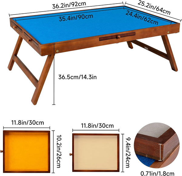 Jigsaw Puzzle Table with Foldaway Legs & Tilting Stand & Cover & 6 Colorful Drawers for 1500 Pieces