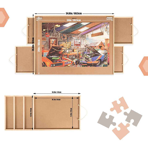 Puzzle Board Puzzle Table with Four Sliding Drawers for up to 1500 Pieces