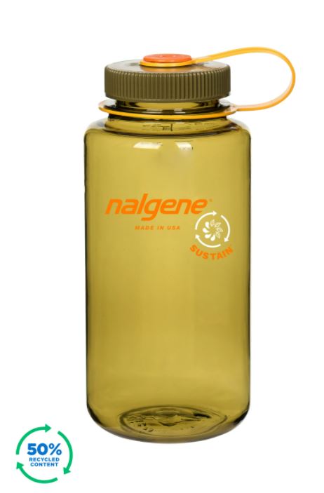  NALGENE 32oz / 1 Liter Wide Mouth Tritan Sustain – OLIVE 