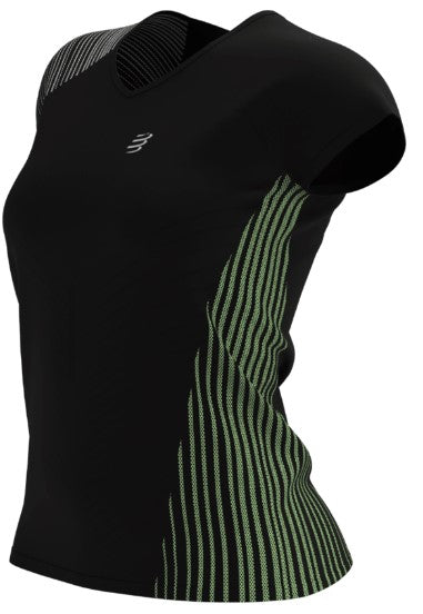  Compressport WOMENS Performance SS T-Shirt – SCHWARZ/PARADIESGRÜN 