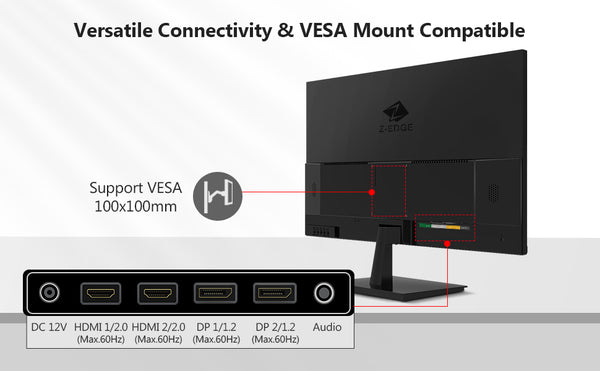 Z-EDGE U28I4K 4K IPS Monitor Versatile Connections