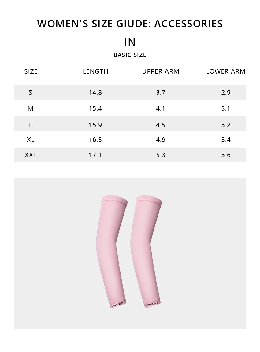 Size chart of Products Cooling Sports Compression Athletic UV Sun Protection Arm Sleeves UPF 50+