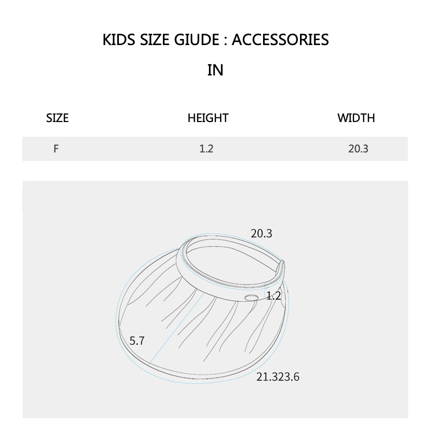 Sizechart of Sun Protection Wide Brim Foldable Roll-Up Headband Visor UPF 50+