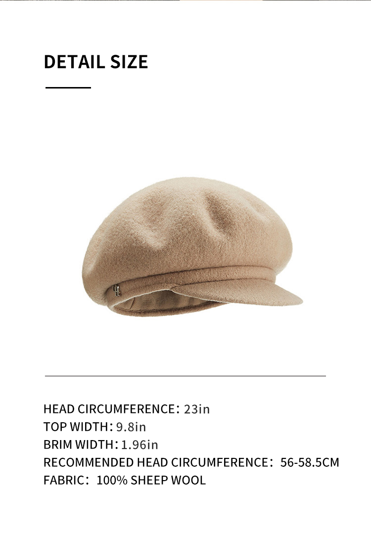 Sizechart of Women's Winter Sheep Wool Heated Beret Hat