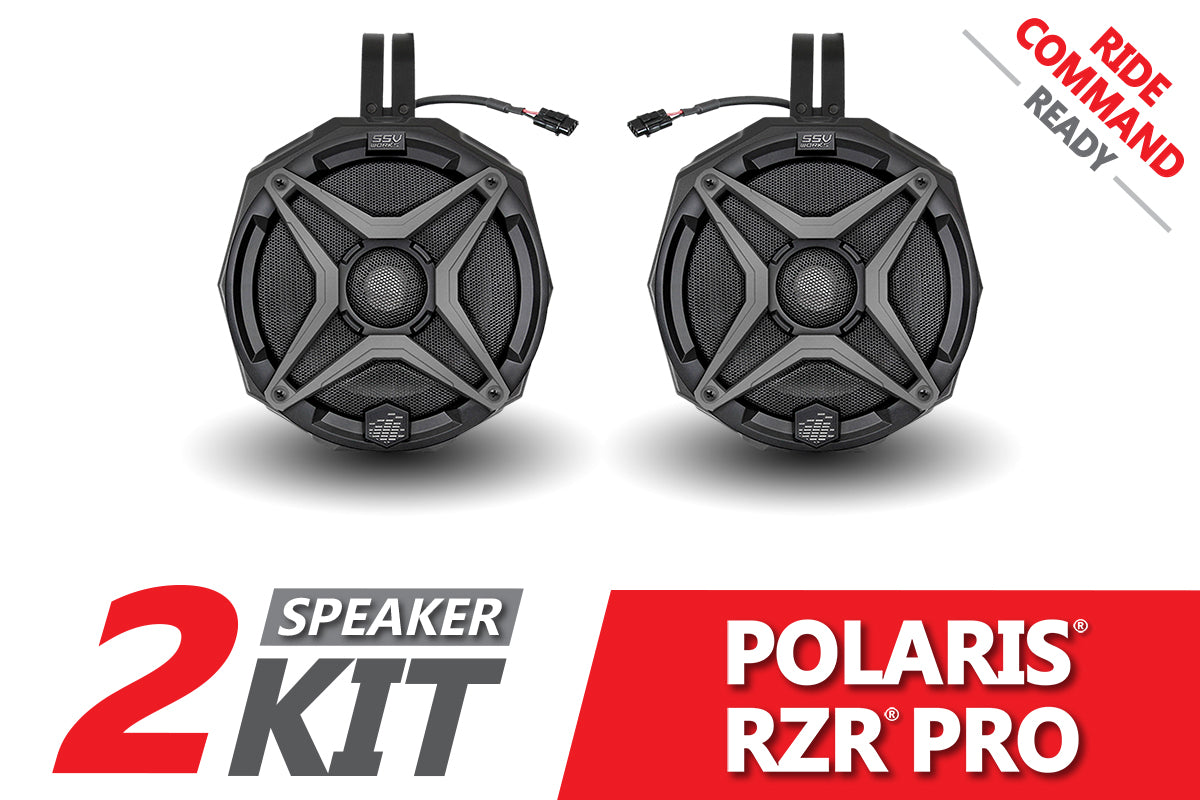  2020-2024 Polaris RZR Pro 6.5in Cage-Mount Plug-&-Play Speaker-Pods for Ride Command 