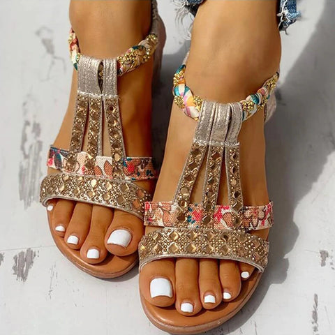 Lyxiga Sandaler i Guld och Silver