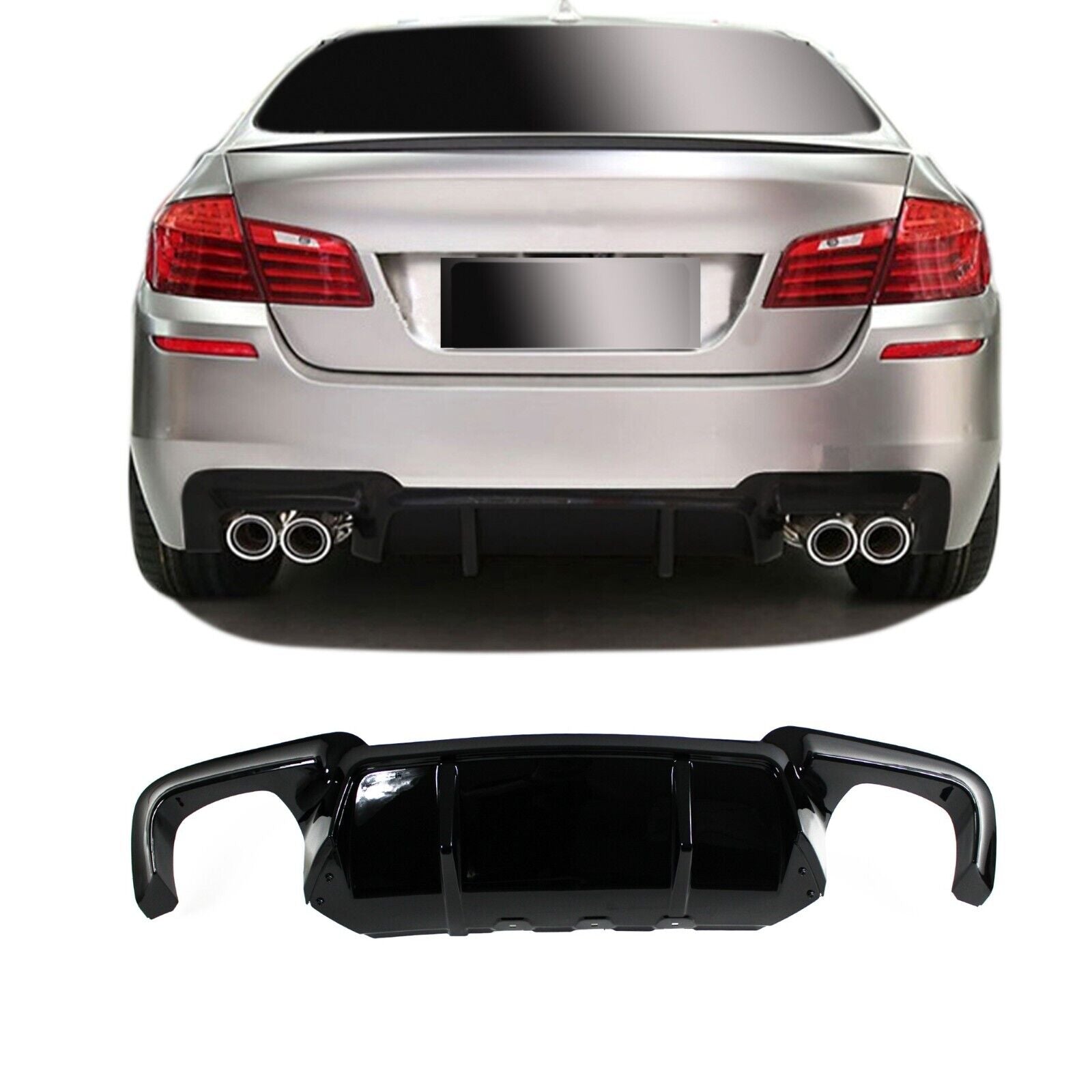 JOM Rear Bumper Diffusor BMW 5 Series F10 F11 Sport ABS Black Gloss 10-17