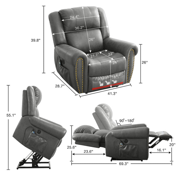 Soulout Dual Motor Infinite Position Lift Chair Recliner Size