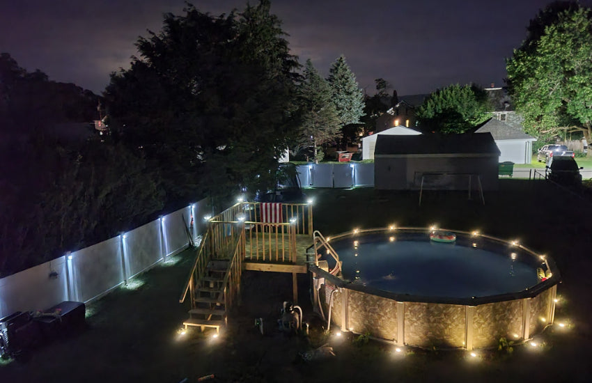 solar lights around pool