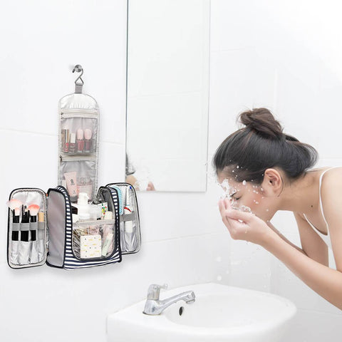 Fashion Women Stripped Toiletry Bag