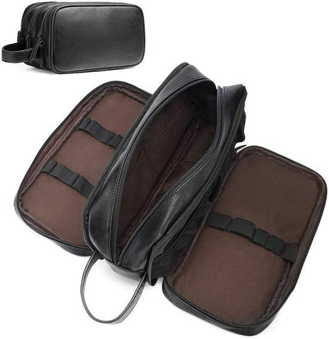 Large Capacity Waterproof Leather Toiletry Bag for Men