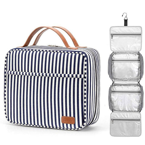 Large Waterproof Fashionable Striped Travel Toiletry Bag for Women