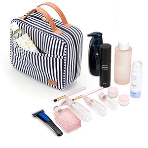 Large Waterproof Fashionable Striped Travel Toiletry Bag for Women