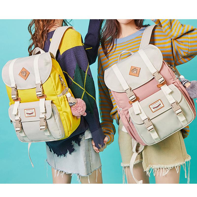 Multicolor Canvas Casual Patchwork Backpack