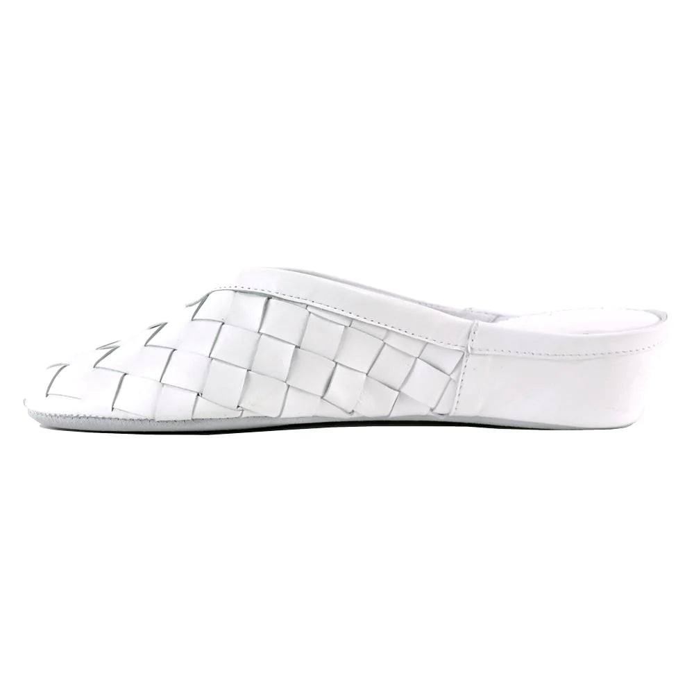 Jacques Levine Slippers 4640 Woven White