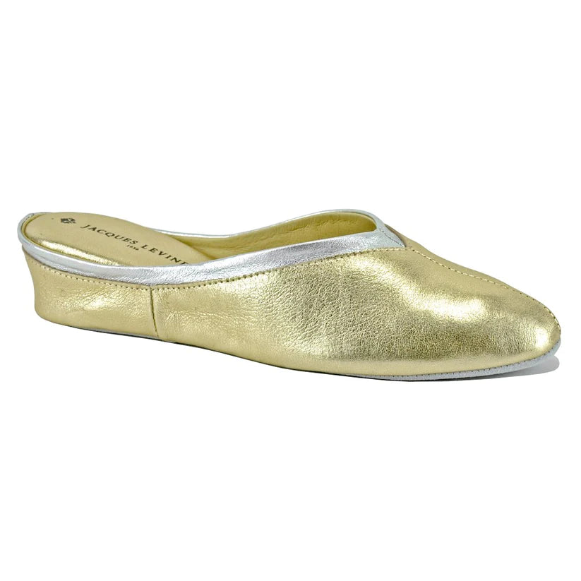 Jacques Levine Slippers 4640 Gold/Silver