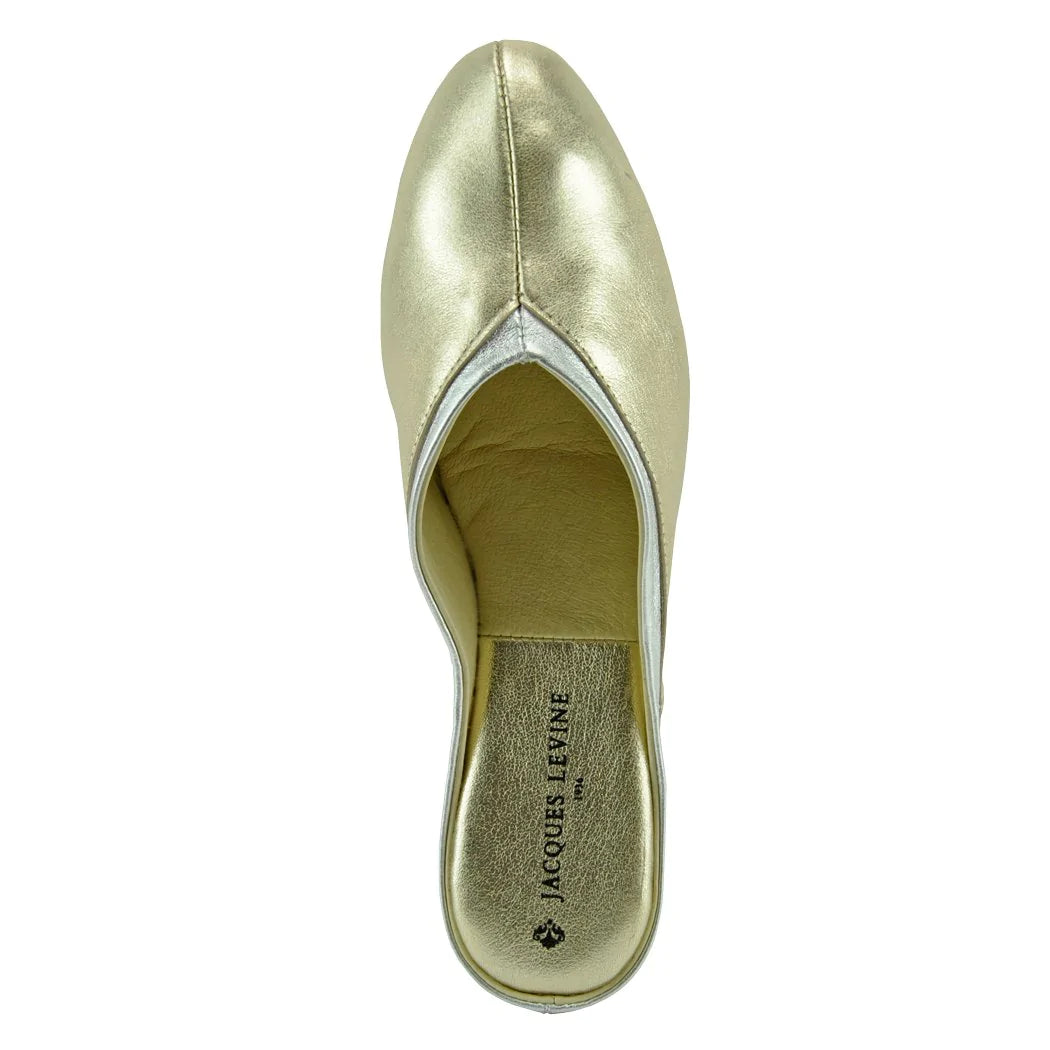 Jacques Levine Slippers 4640 Gold/Silver