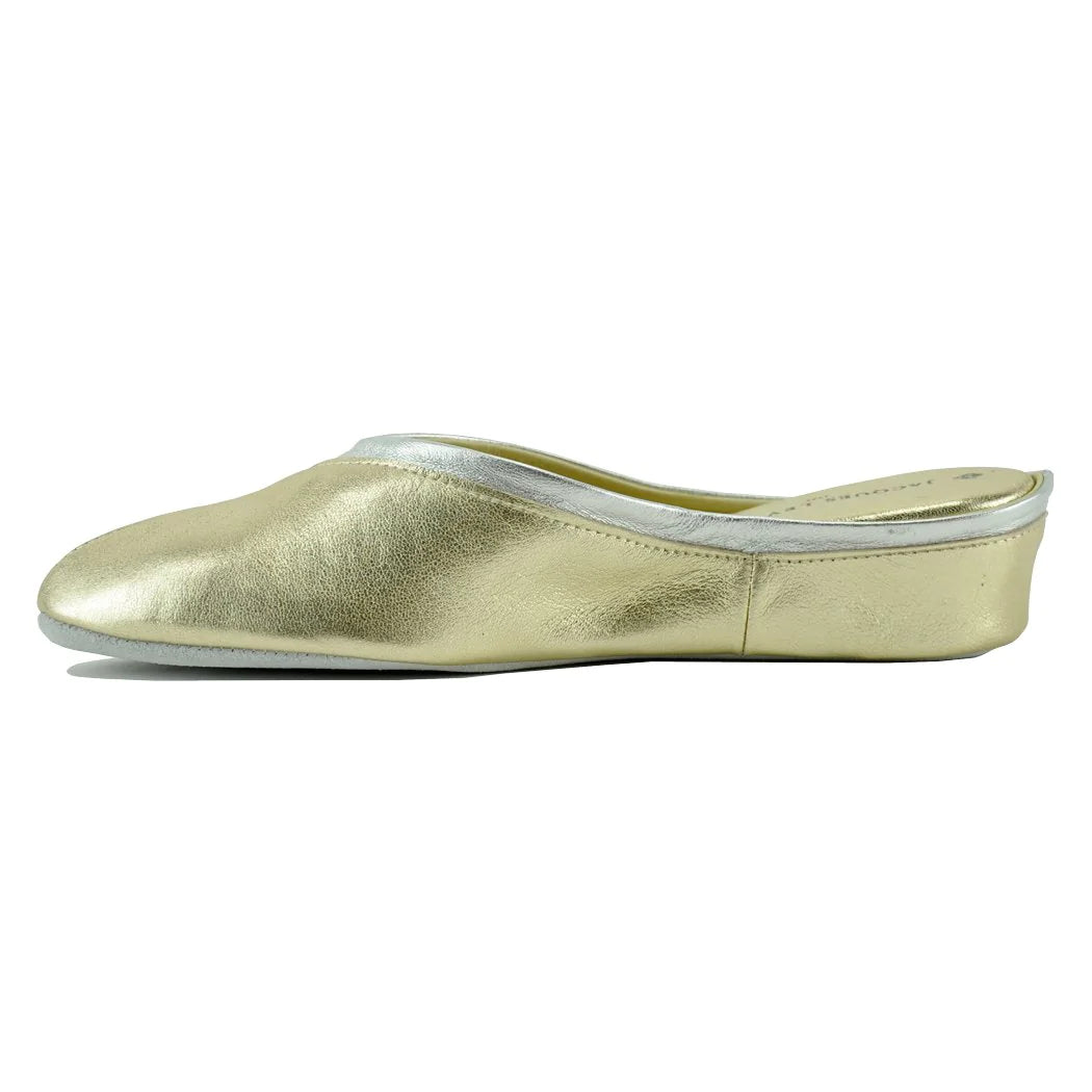 Jacques Levine Slippers 4640 Gold/Silver