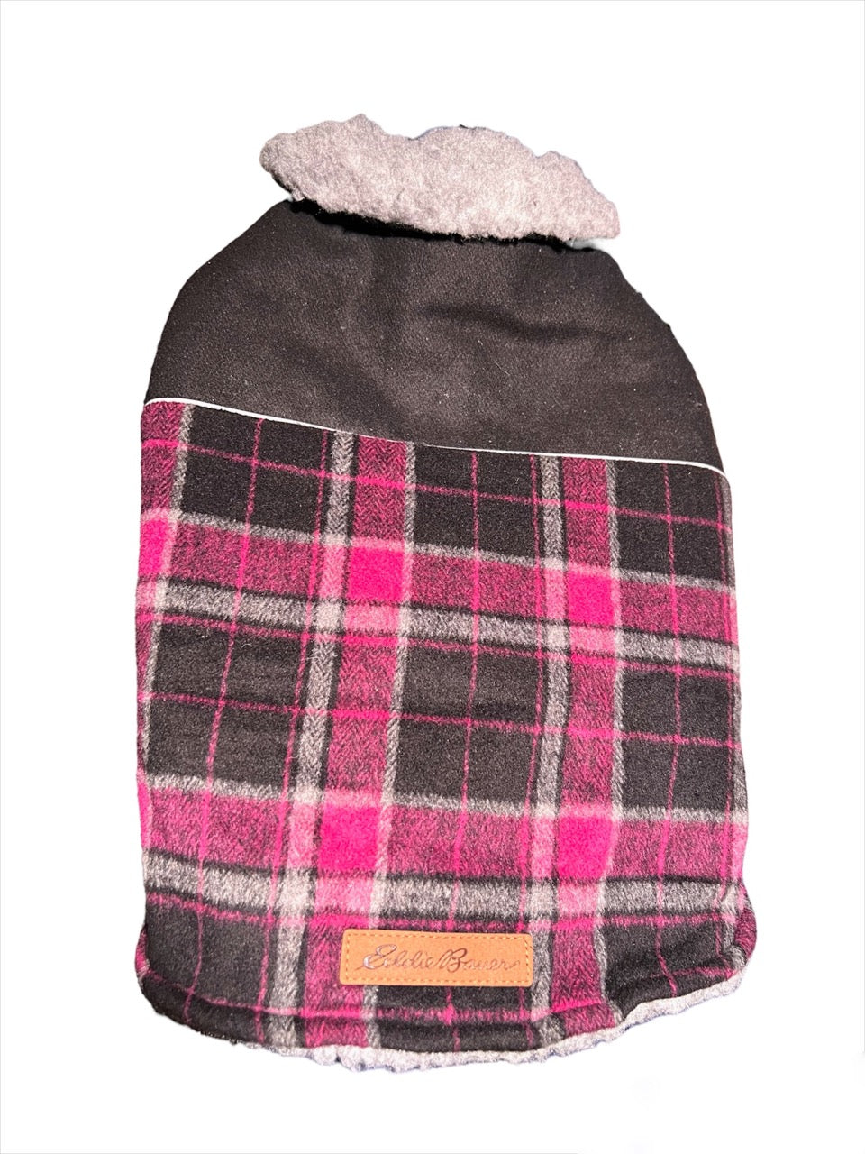 Eddie Bauer Black & Pink Plaid Dog Coat