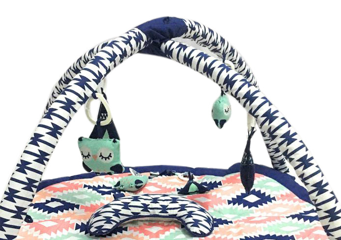 Bacati - Playmat/Baby Activity Gym with Mat, Aztec Emma Coral/Mint/Navy