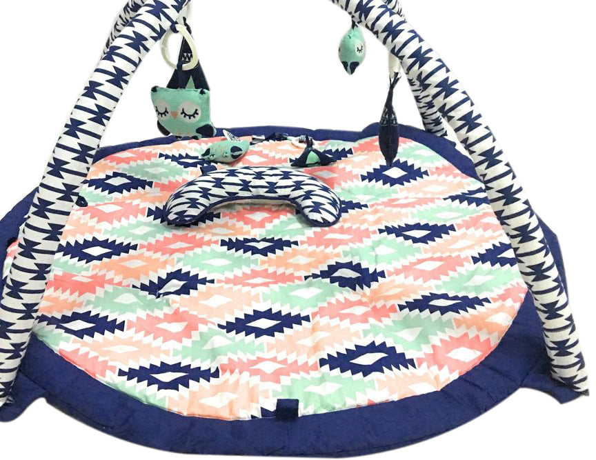 Bacati - Playmat/Baby Activity Gym with Mat, Aztec Emma Coral/Mint/Navy